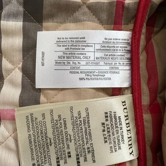 Burberry quilted jacket made in turkey deals
